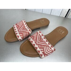 Haute Hippie Casual Slides Women’s Aztec Sandals Boho Size 8 Orange Red